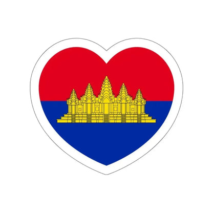 Heart Flag of State of Cambodia - STICKER Vinyl Die-Cut Decal White Die-Cut 6 Inch - The Sticker Space