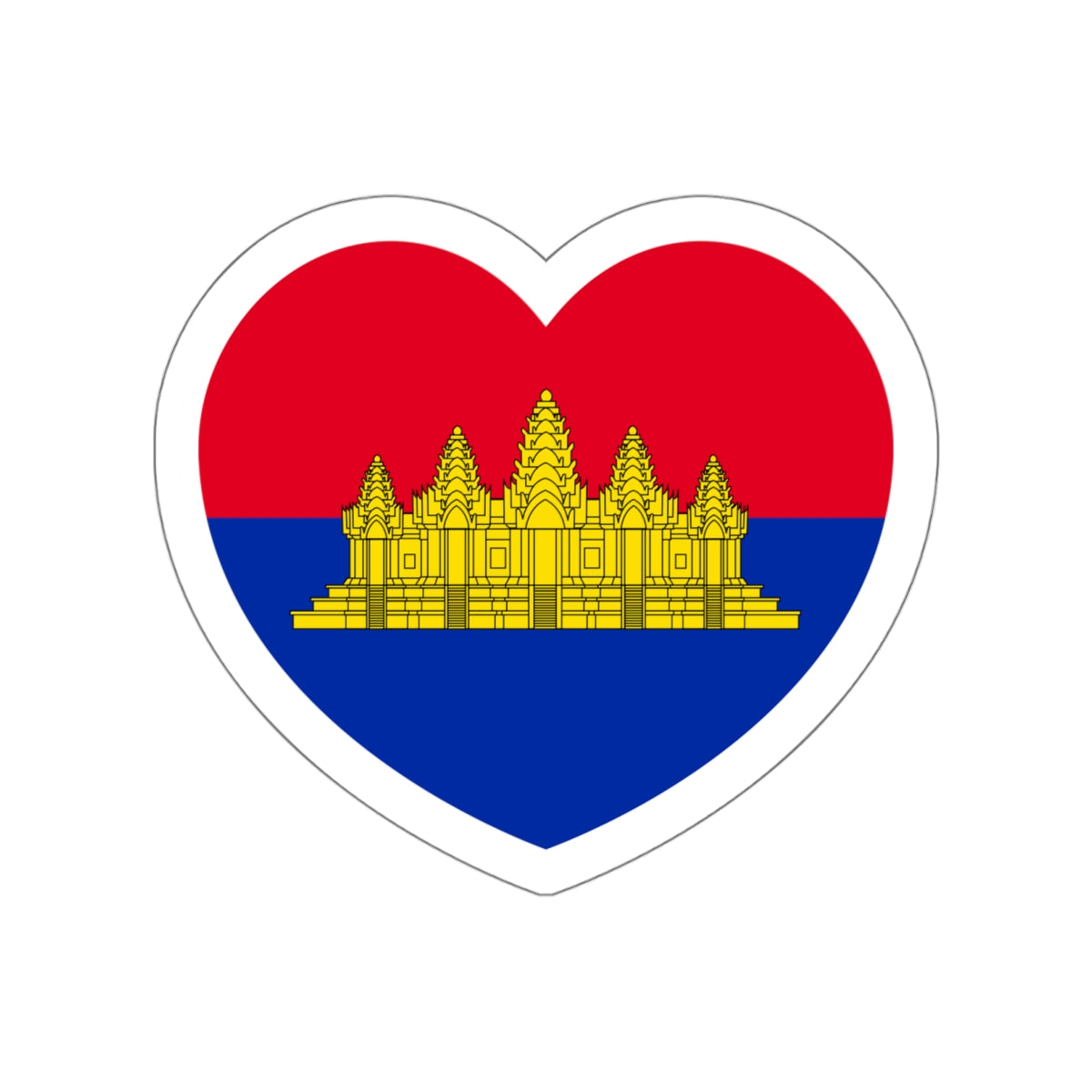 Heart Flag of State of Cambodia - STICKER Vinyl Die-Cut Decal-White-The Sticker Space