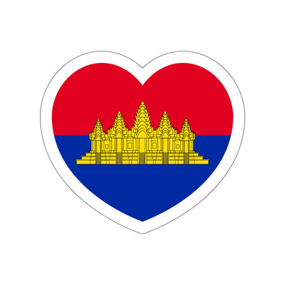 Heart Flag of State of Cambodia - STICKER Vinyl Die-Cut Decal-White-The Sticker Space