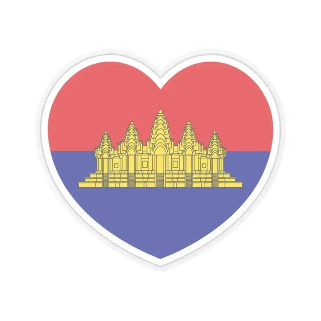 Heart Flag of State of Cambodia - STICKER Vinyl Kiss-Cut Decal 2 Inch Transparent - The Sticker Space