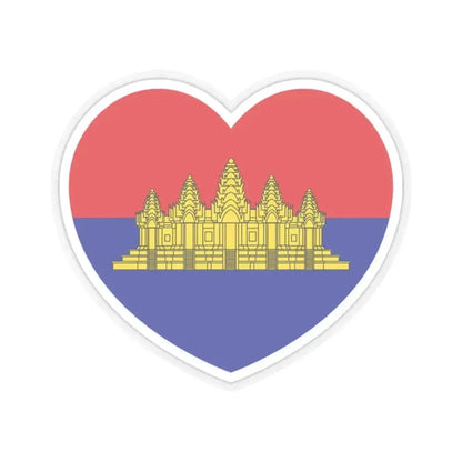 Heart Flag of State of Cambodia - STICKER Vinyl Kiss-Cut Decal 2 Inch Transparent - The Sticker Space