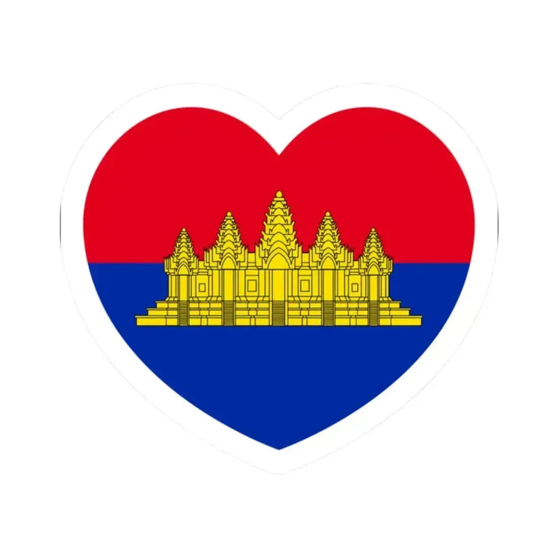 Heart Flag of State of Cambodia - STICKER Vinyl Kiss-Cut Decal 2 Inch White - The Sticker Space