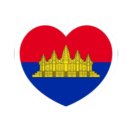 Heart Flag of State of Cambodia - STICKER Vinyl Kiss-Cut Decal 2 Inch White - The Sticker Space