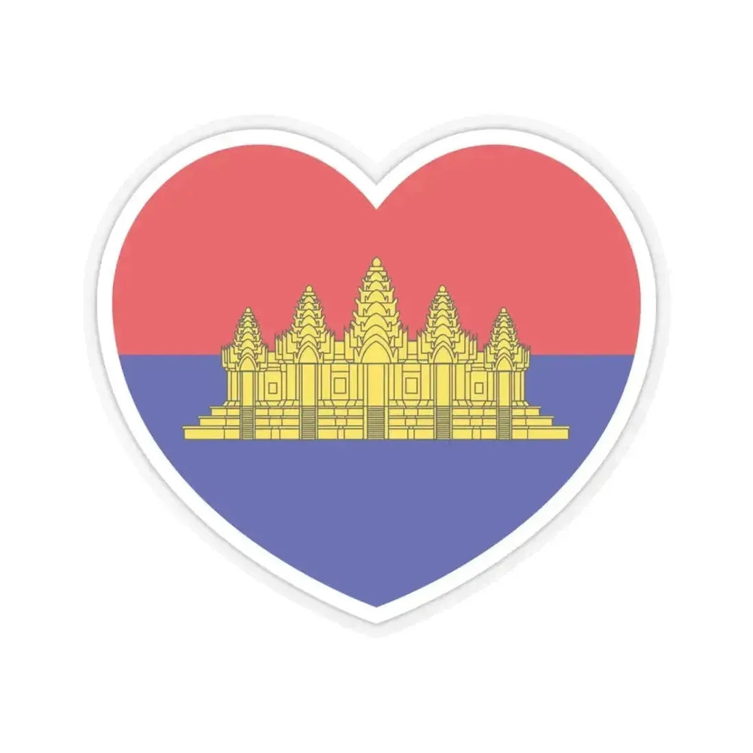 Heart Flag of State of Cambodia - STICKER Vinyl Kiss-Cut Decal 3 Inch Transparent - The Sticker Space