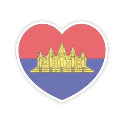 Heart Flag of State of Cambodia - STICKER Vinyl Kiss-Cut Decal 3 Inch Transparent - The Sticker Space