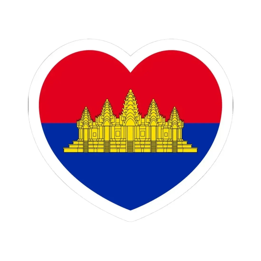 Heart Flag of State of Cambodia - STICKER Vinyl Kiss-Cut Decal 3 Inch White - The Sticker Space