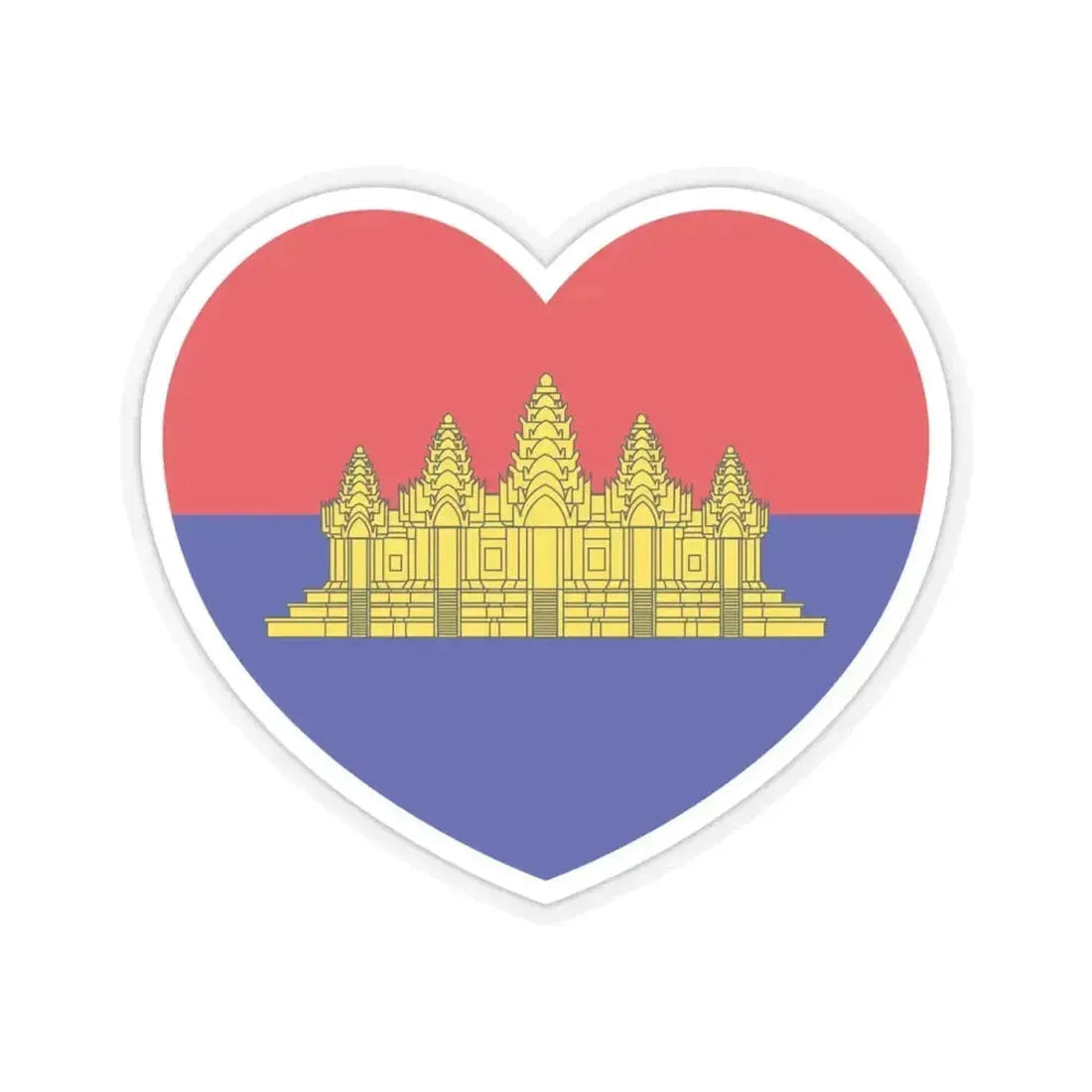 Heart Flag of State of Cambodia - STICKER Vinyl Kiss-Cut Decal 4 Inch Transparent - The Sticker Space