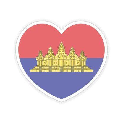 Heart Flag of State of Cambodia - STICKER Vinyl Kiss-Cut Decal 4 Inch Transparent - The Sticker Space