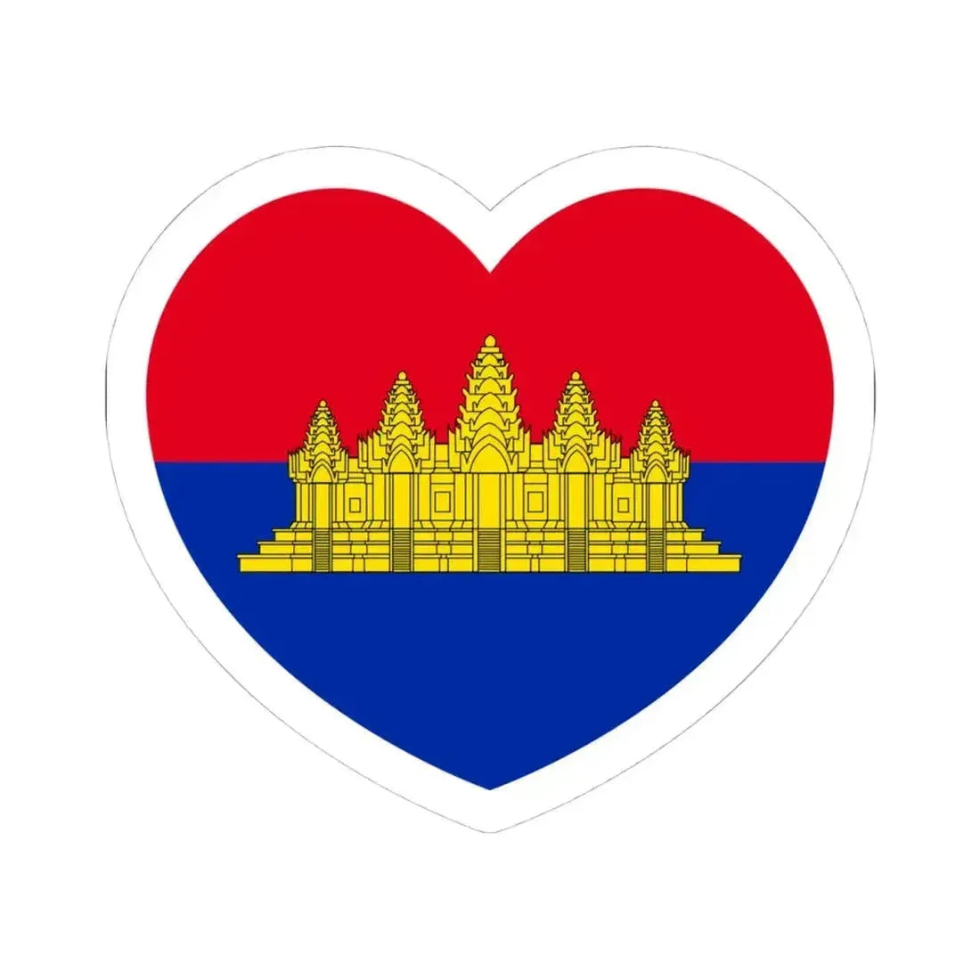 Heart Flag of State of Cambodia - STICKER Vinyl Kiss-Cut Decal 4 Inch White - The Sticker Space