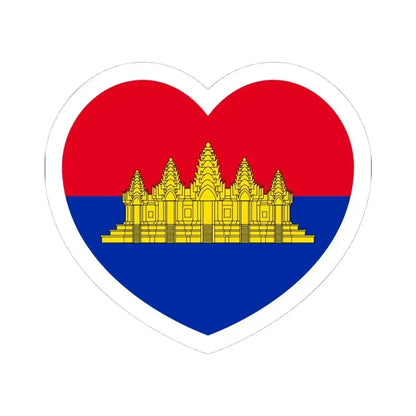 Heart Flag of State of Cambodia - STICKER Vinyl Kiss-Cut Decal 4 Inch White - The Sticker Space