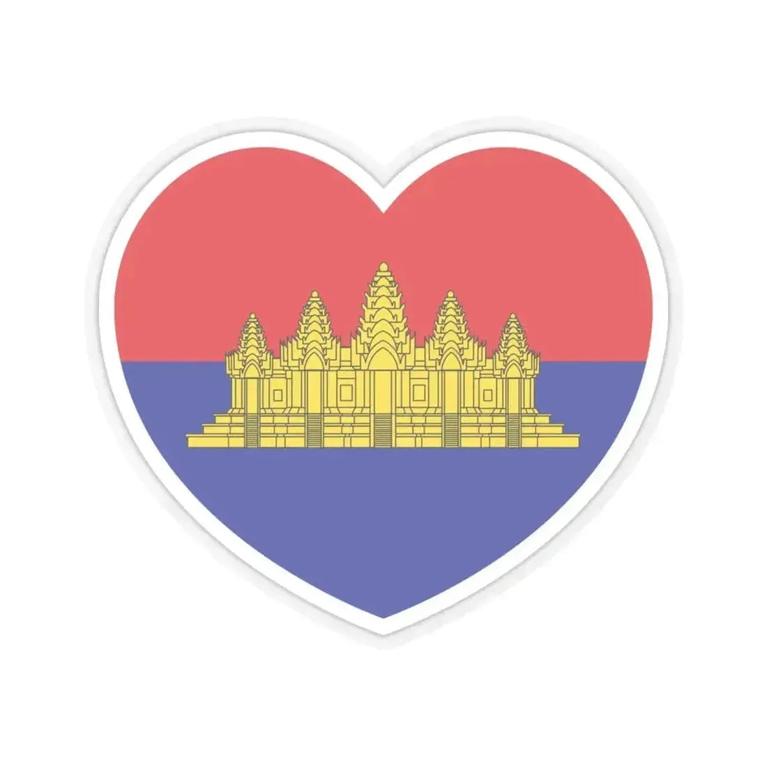 Heart Flag of State of Cambodia - STICKER Vinyl Kiss-Cut Decal 6 Inch Transparent - The Sticker Space