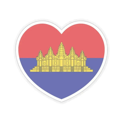 Heart Flag of State of Cambodia - STICKER Vinyl Kiss-Cut Decal 6 Inch Transparent - The Sticker Space