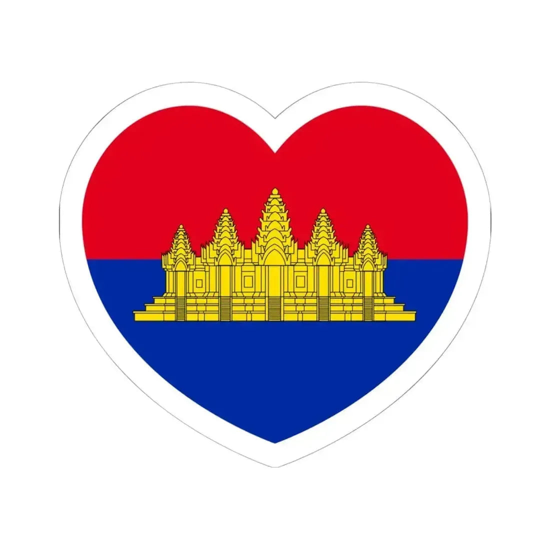 Heart Flag of State of Cambodia - STICKER Vinyl Kiss-Cut Decal 6 Inch White - The Sticker Space