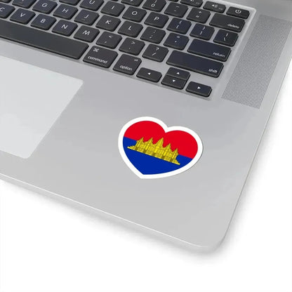 Heart Flag of State of Cambodia - STICKER Vinyl Kiss-Cut Decal - The Sticker Space
