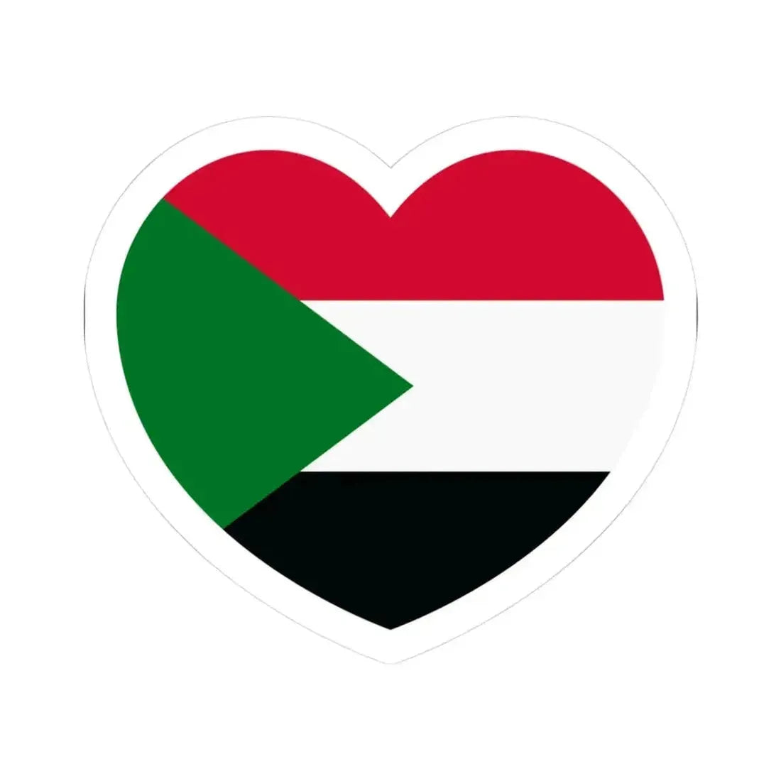 Heart Flag of Sudan - STICKER Vinyl Kiss-Cut Decal 3 Inch White - The Sticker Space