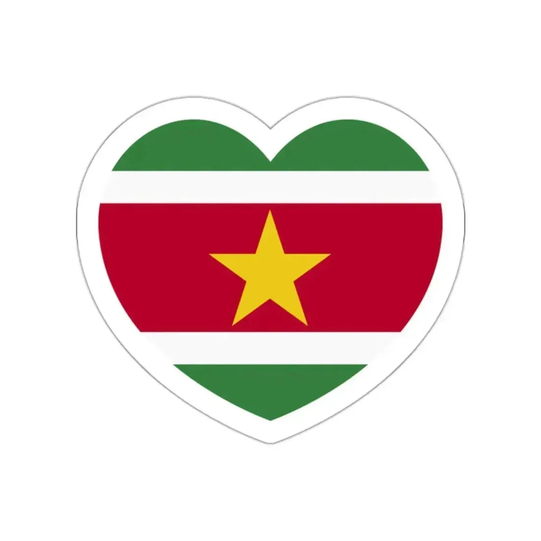Heart Flag of Suriname - STICKER Vinyl Die-Cut Decal White Die-Cut 2 Inch - The Sticker Space