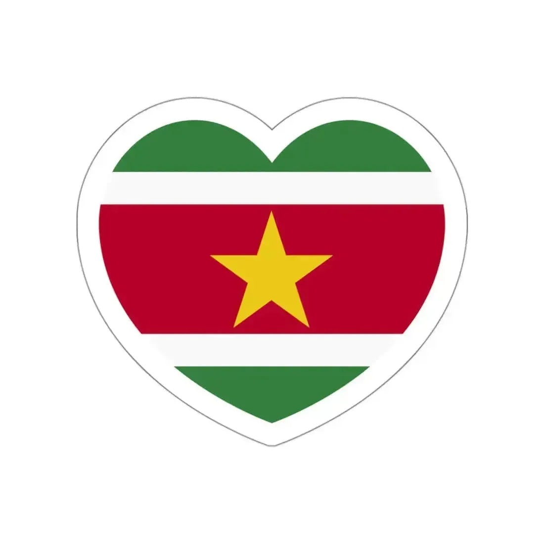 Heart Flag of Suriname - STICKER Vinyl Die-Cut Decal White Die-Cut 3 Inch - The Sticker Space