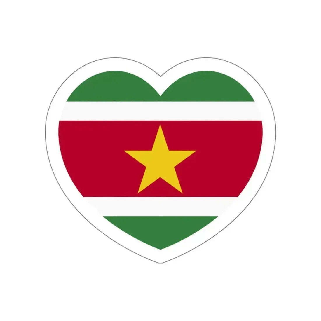 Heart Flag of Suriname - STICKER Vinyl Die-Cut Decal White Die-Cut 6 Inch - The Sticker Space