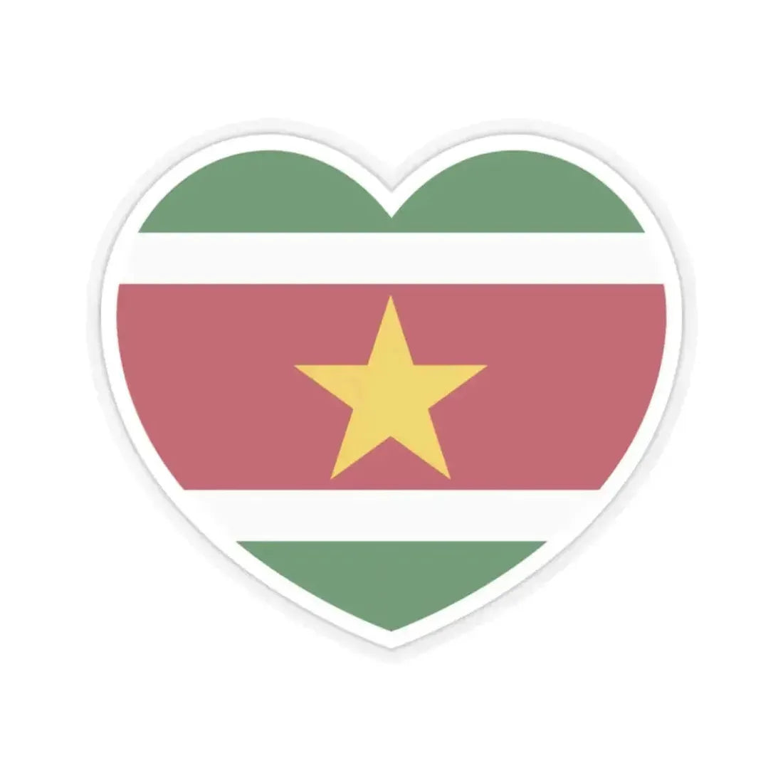 Heart Flag of Suriname - STICKER Vinyl Kiss-Cut Decal 2 Inch Transparent - The Sticker Space