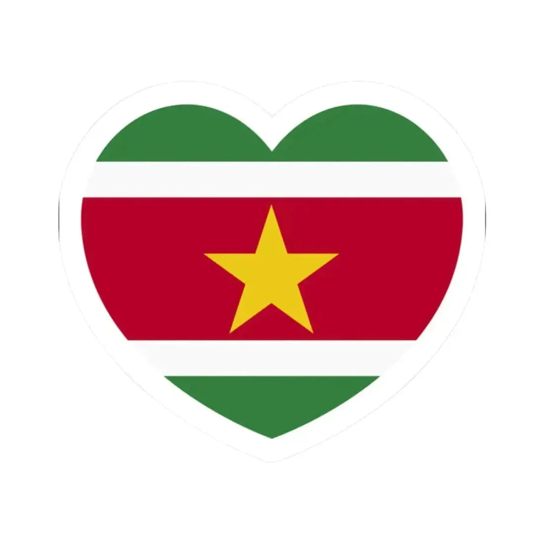 Heart Flag of Suriname - STICKER Vinyl Kiss-Cut Decal 2 Inch White - The Sticker Space