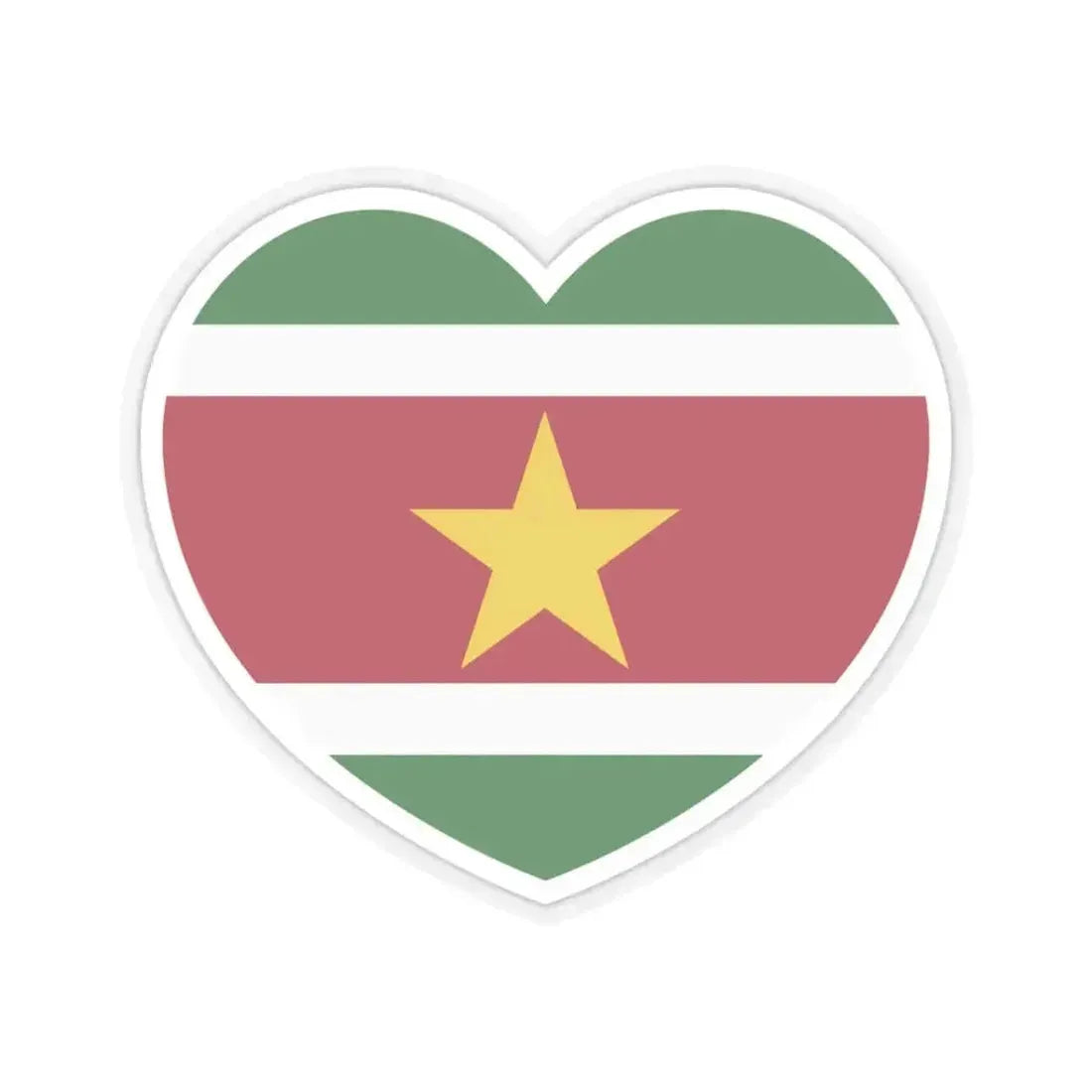 Heart Flag of Suriname - STICKER Vinyl Kiss-Cut Decal 3 Inch Transparent - The Sticker Space