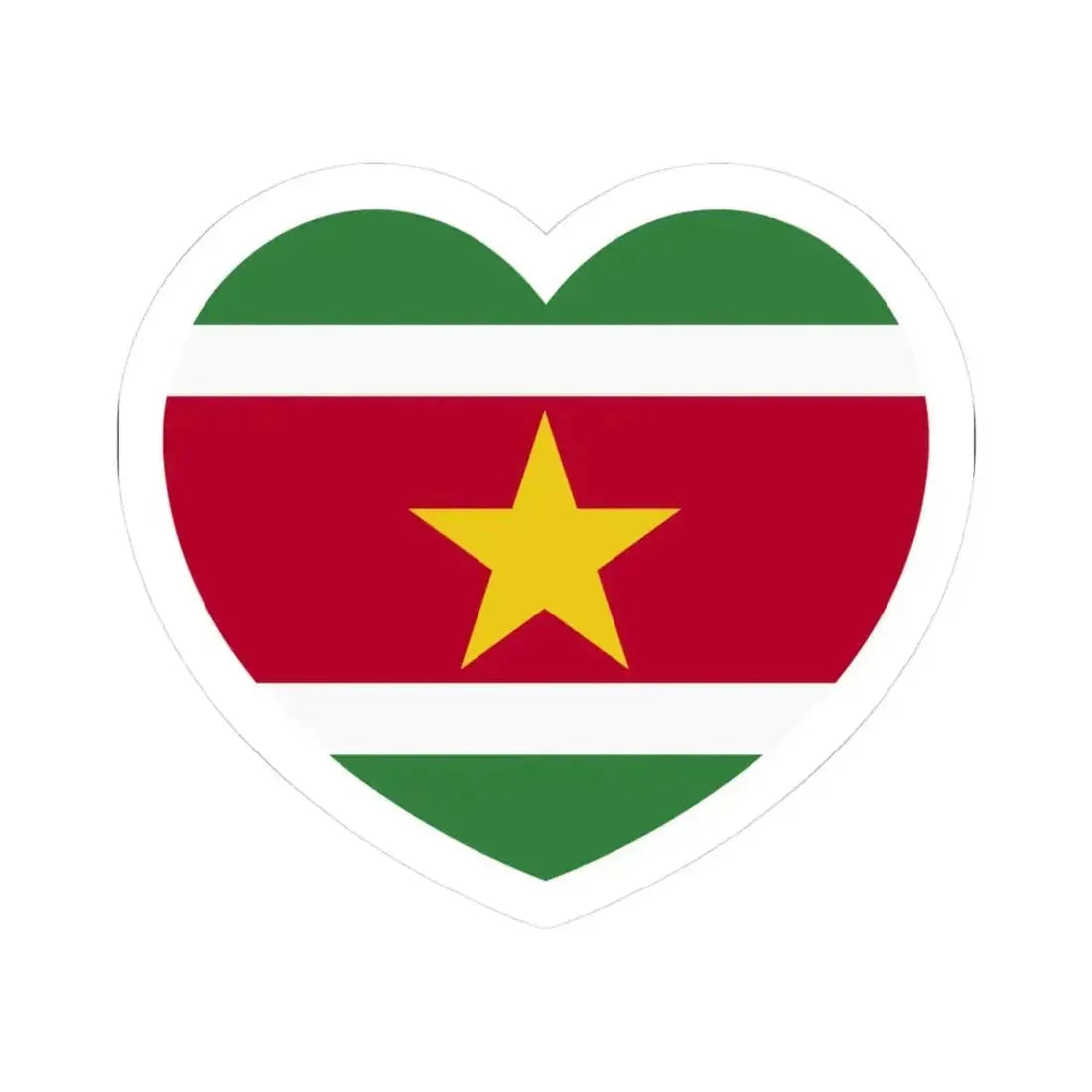 Heart Flag of Suriname - STICKER Vinyl Kiss-Cut Decal 3 Inch White - The Sticker Space
