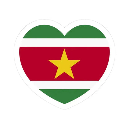 Heart Flag of Suriname - STICKER Vinyl Kiss-Cut Decal 3 Inch White - The Sticker Space