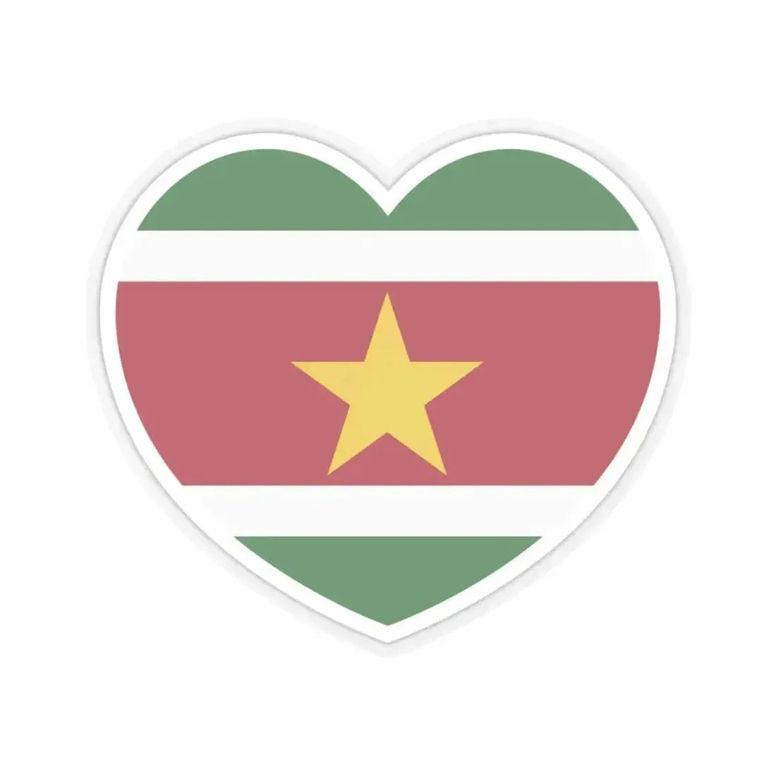 Heart Flag of Suriname - STICKER Vinyl Kiss-Cut Decal 4 Inch Transparent - The Sticker Space