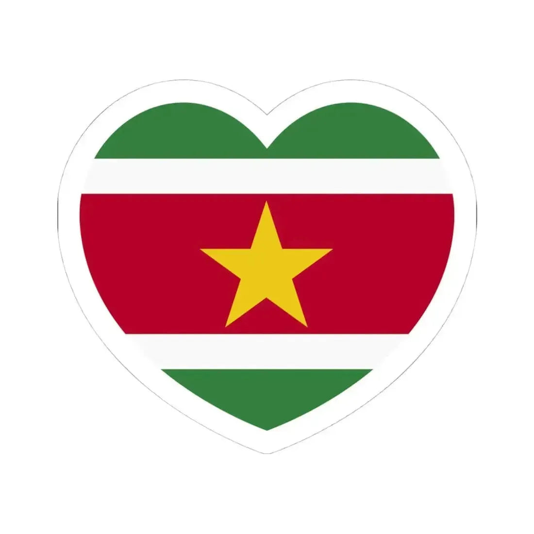 Heart Flag of Suriname - STICKER Vinyl Kiss-Cut Decal 4 Inch White - The Sticker Space