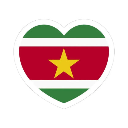 Heart Flag of Suriname - STICKER Vinyl Kiss-Cut Decal 4 Inch White - The Sticker Space