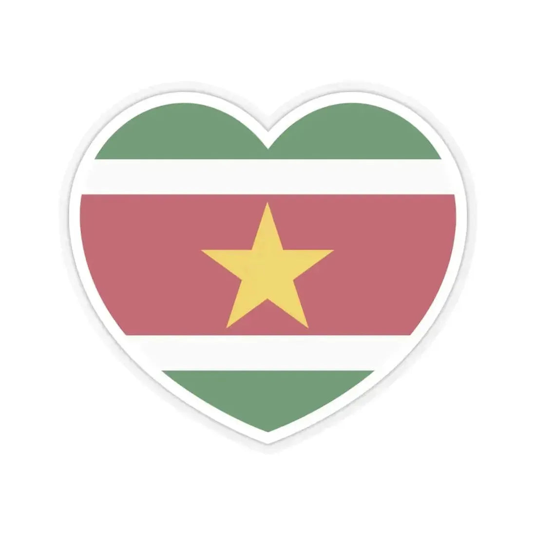 Heart Flag of Suriname - STICKER Vinyl Kiss-Cut Decal 6 Inch Transparent - The Sticker Space