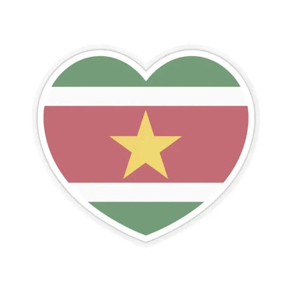 Heart Flag of Suriname - STICKER Vinyl Kiss-Cut Decal 6 Inch Transparent - The Sticker Space