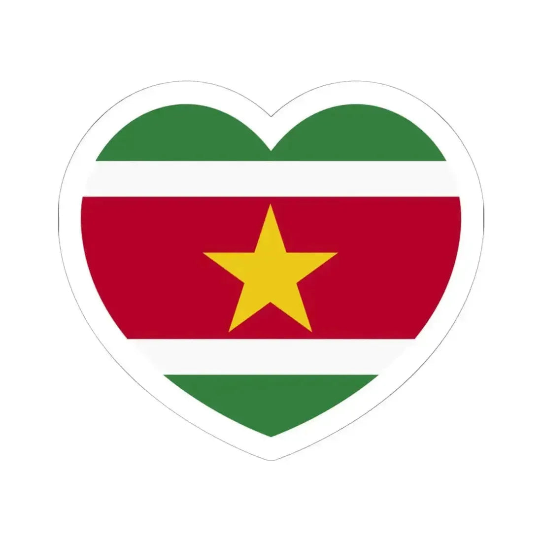 Heart Flag of Suriname - STICKER Vinyl Kiss-Cut Decal 6 Inch White - The Sticker Space