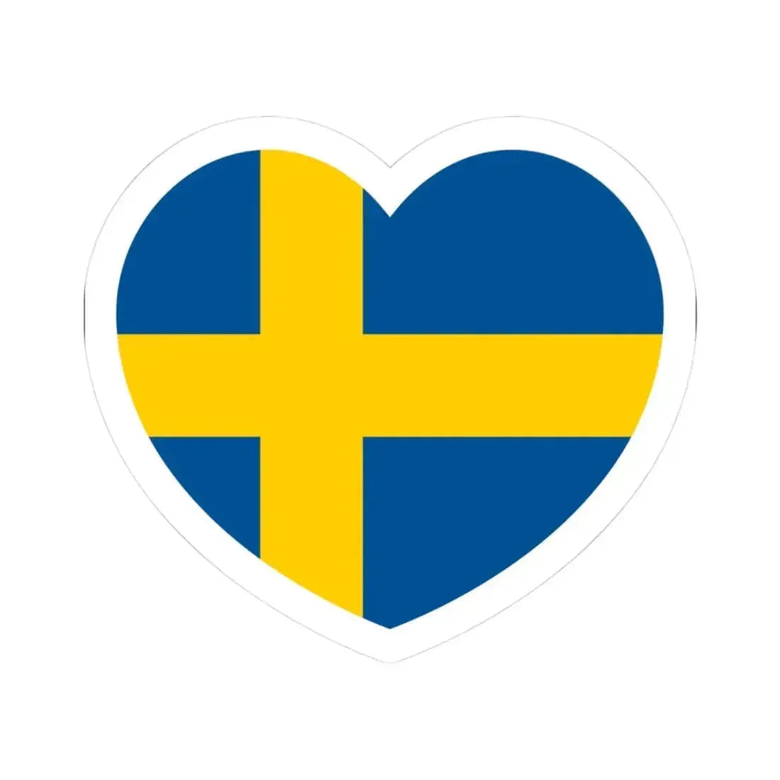 Heart Flag of Sweden - STICKER Vinyl Kiss-Cut Decal 3 Inch White - The Sticker Space