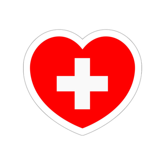 Heart Flag of Switzerland - STICKER Vinyl Die-Cut Decal