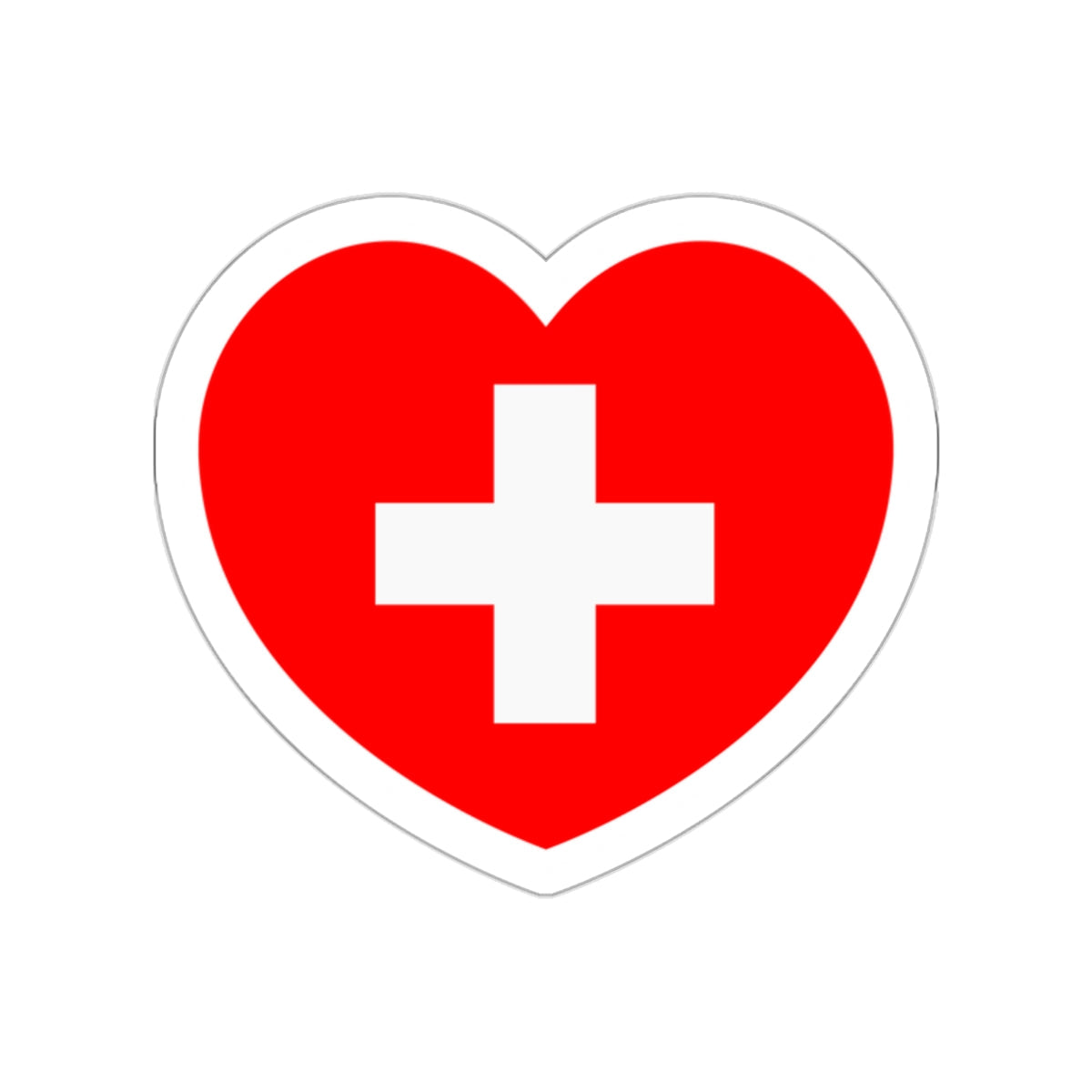 Heart Flag of Switzerland - STICKER Vinyl Die-Cut Decal-White-Die-Cut-2 Inch-The Sticker Space