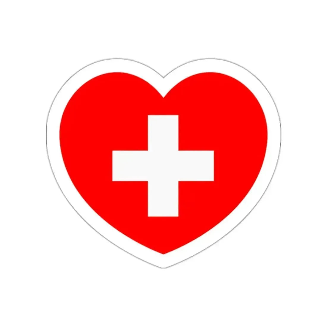 Heart Flag of Switzerland - STICKER Vinyl Die-Cut Decal White Die-Cut 2 Inch - The Sticker Space