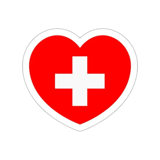 Heart Flag of Switzerland - STICKER Vinyl Die-Cut Decal White Die-Cut 2 Inch - The Sticker Space