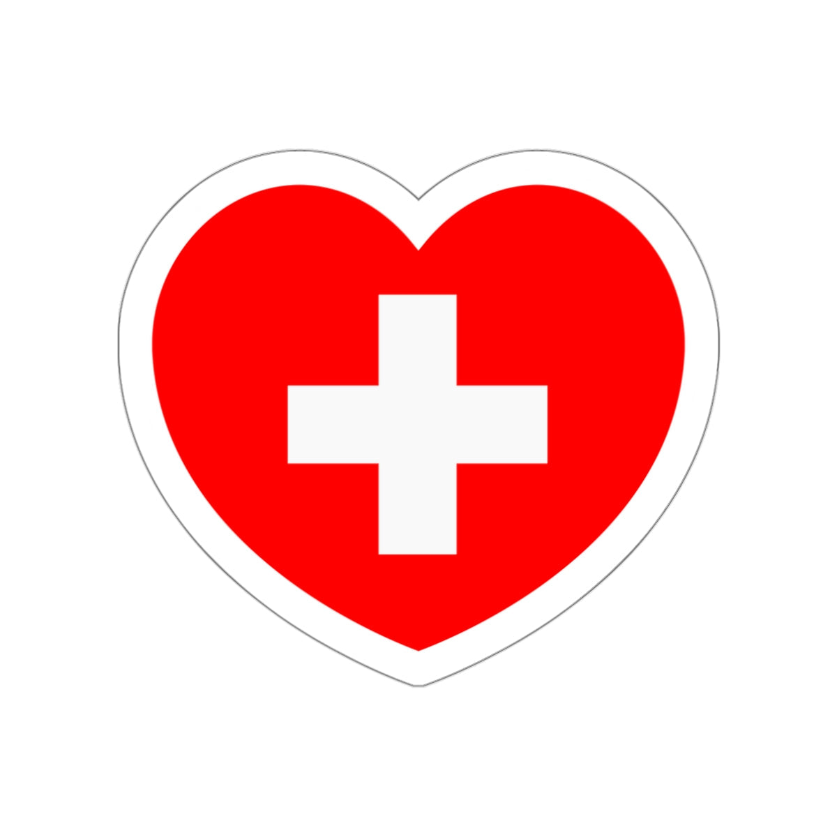 Heart Flag of Switzerland - STICKER Vinyl Die-Cut Decal-White-Die-Cut-3 Inch-The Sticker Space