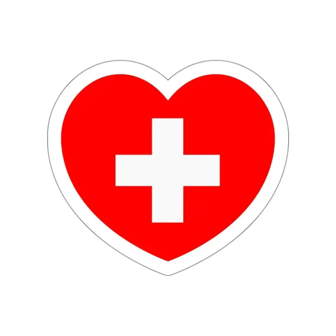 Heart Flag of Switzerland - STICKER Vinyl Die-Cut Decal White Die-Cut 3 Inch - The Sticker Space