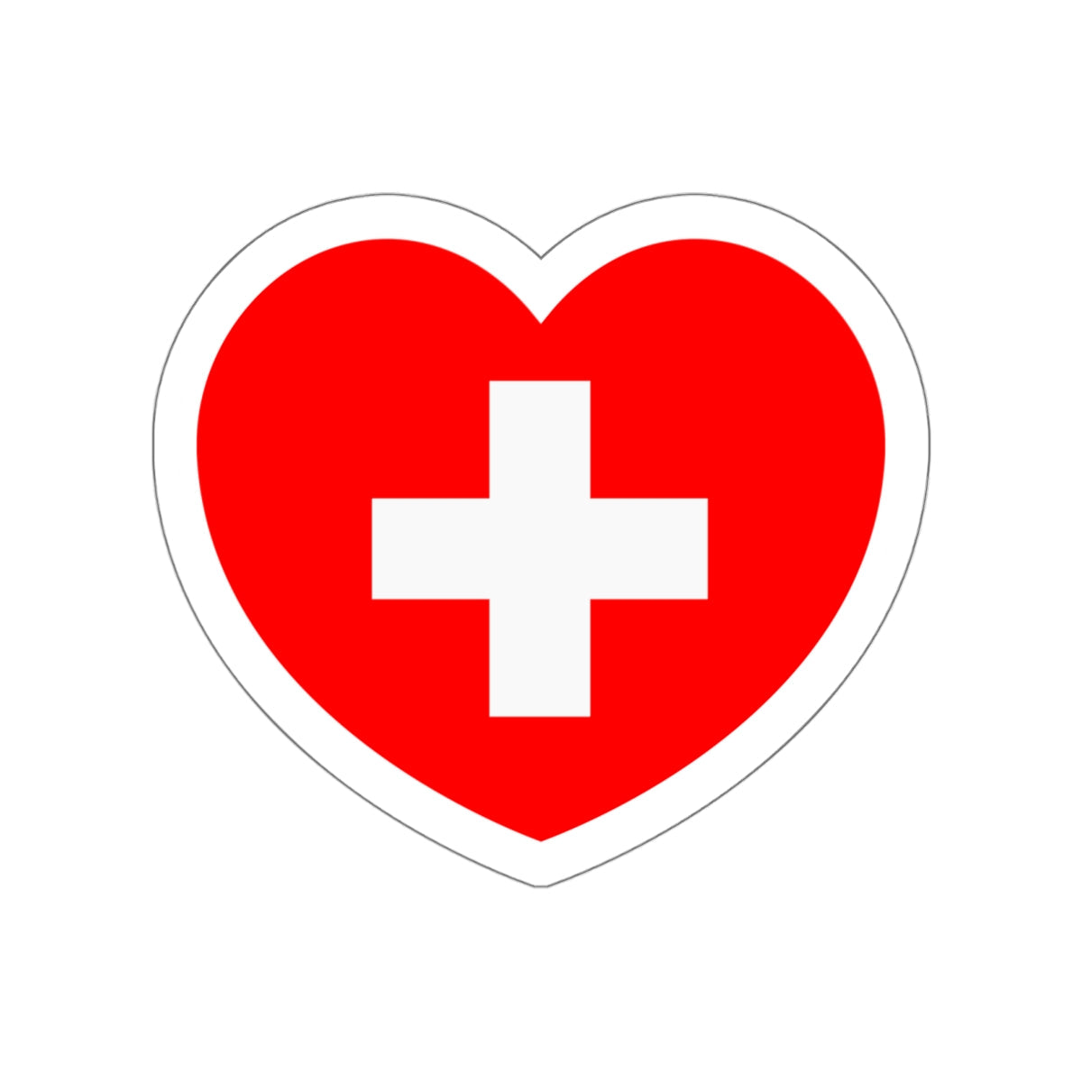 Heart Flag of Switzerland - STICKER Vinyl Die-Cut Decal-White-Die-Cut-4 Inch-The Sticker Space