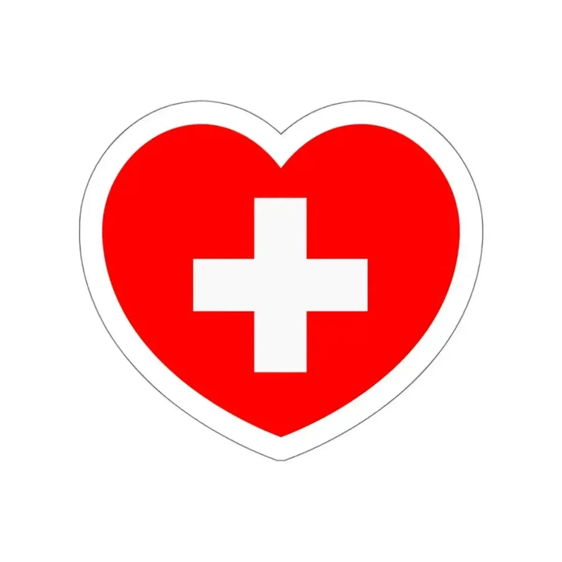 Heart Flag of Switzerland - STICKER Vinyl Die-Cut Decal White Die-Cut 6 Inch - The Sticker Space