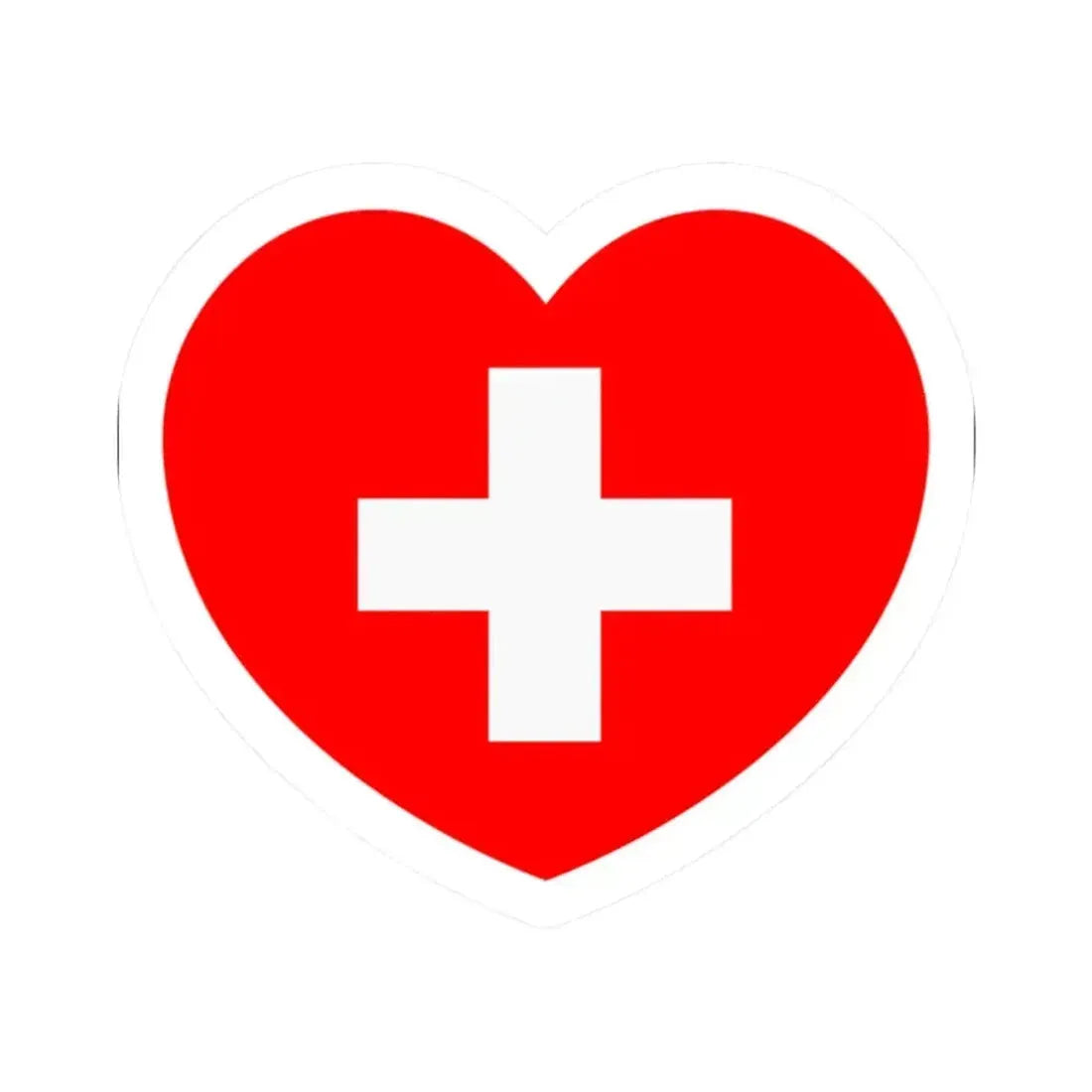Heart Flag of Switzerland - STICKER Vinyl Kiss-Cut Decal 2 Inch White - The Sticker Space