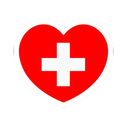 Heart Flag of Switzerland - STICKER Vinyl Kiss-Cut Decal 2 Inch White - The Sticker Space