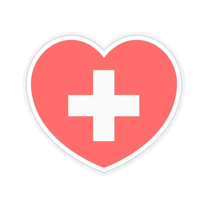 Heart Flag of Switzerland - STICKER Vinyl Kiss-Cut Decal 3 Inch Transparent - The Sticker Space