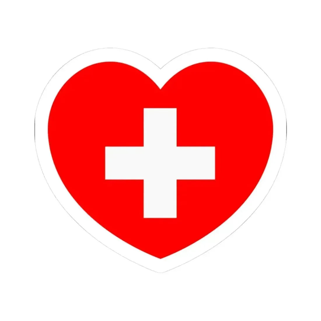Heart Flag of Switzerland - STICKER Vinyl Kiss-Cut Decal 3 Inch White - The Sticker Space