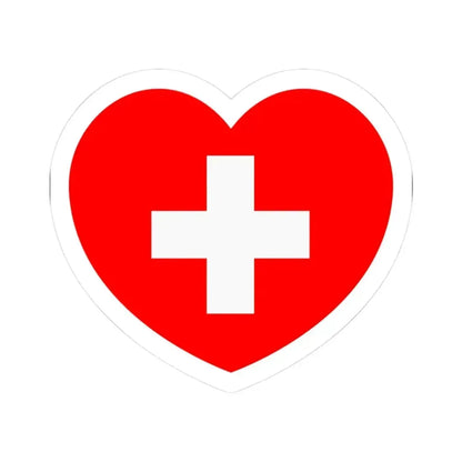 Heart Flag of Switzerland - STICKER Vinyl Kiss-Cut Decal 3 Inch White - The Sticker Space