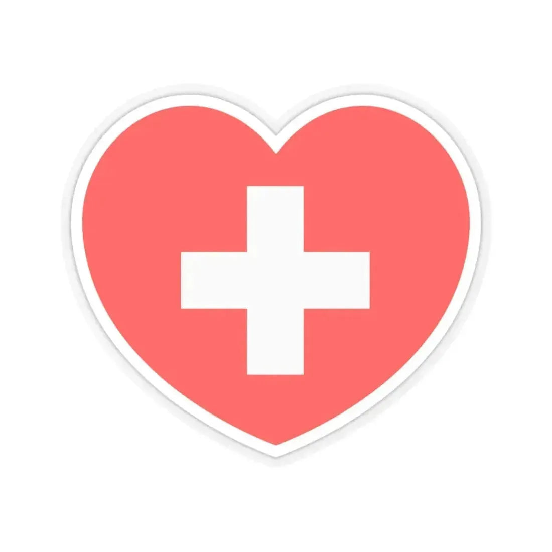 Heart Flag of Switzerland - STICKER Vinyl Kiss-Cut Decal 4 Inch Transparent - The Sticker Space