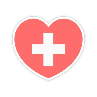 Heart Flag of Switzerland - STICKER Vinyl Kiss-Cut Decal 4 Inch Transparent - The Sticker Space
