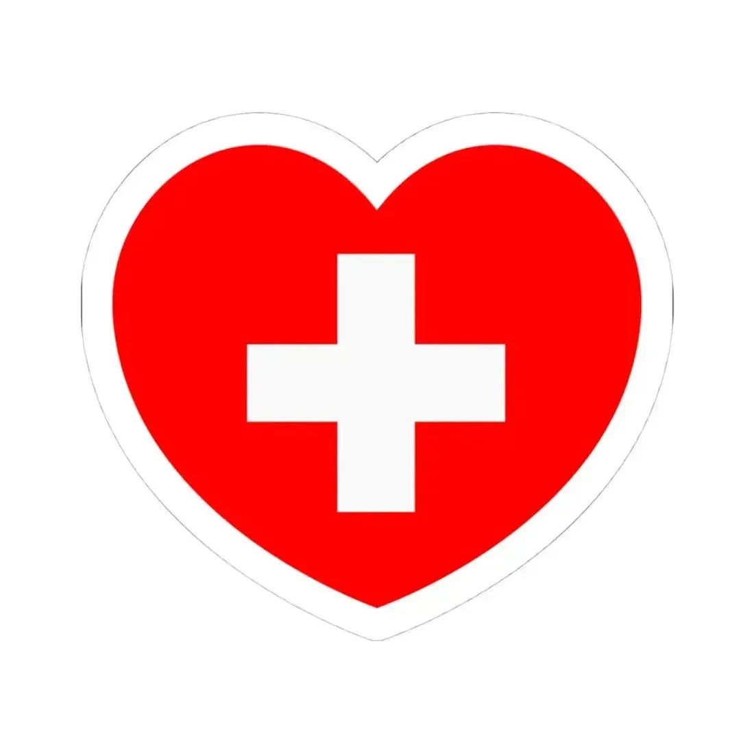 Heart Flag of Switzerland - STICKER Vinyl Kiss-Cut Decal 4 Inch White - The Sticker Space